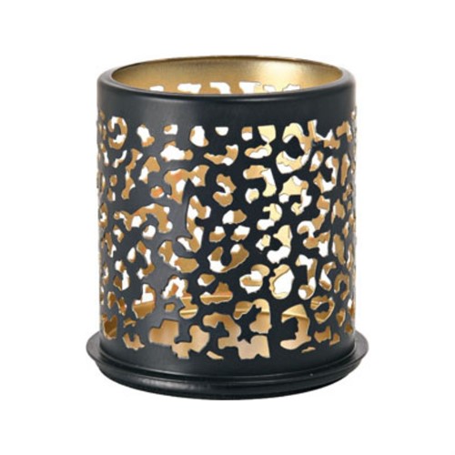 Ljushållare Safari Leopard metall höjd 7,5cm svart