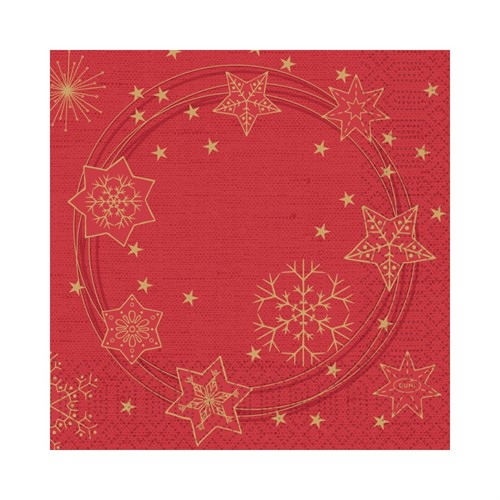 Julservett 3-lag 33x33cm Star Shine Duni röd 10x50st/fp