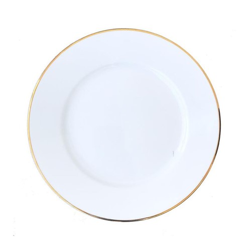 Tallrik flat Kaszub 26,5cm vit med guldrand