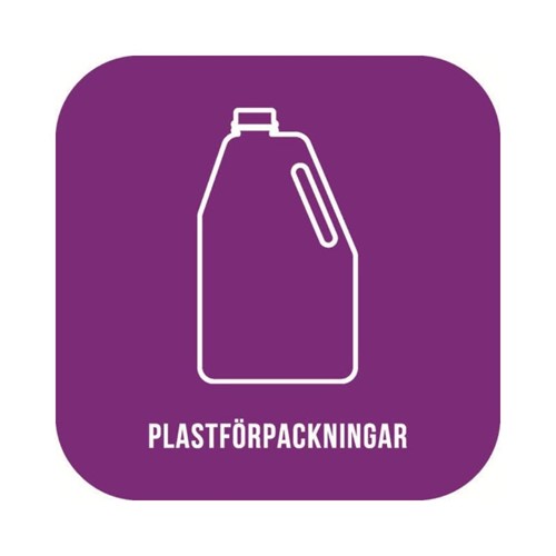 Dekal &quot;Plastförpackning&quot; 21x21cm lila