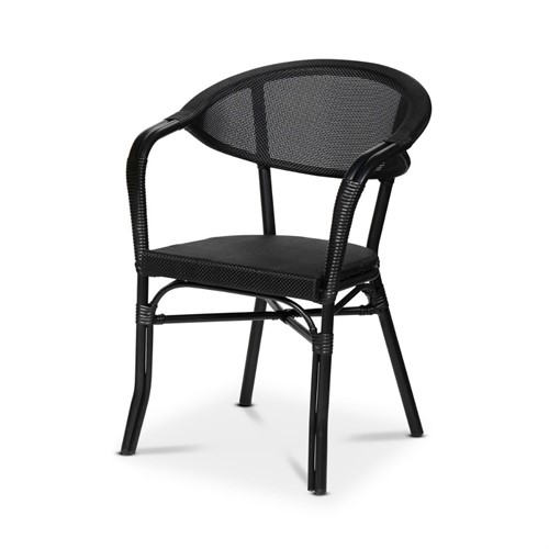 Karmstol Monaco textilene svart/svart