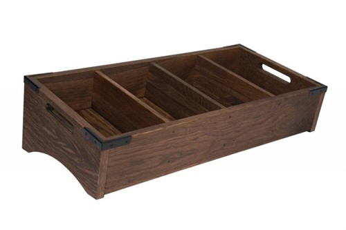 Besticklåda lutande 4-fack mellanbrun