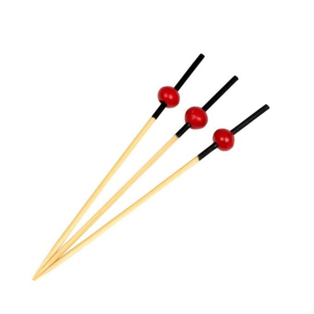 Cocktailpinne Bamboo Red Ball 90mm 100st/fp