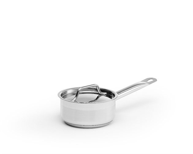 Kastrull med lock 1,0 liter litergradering rostfri