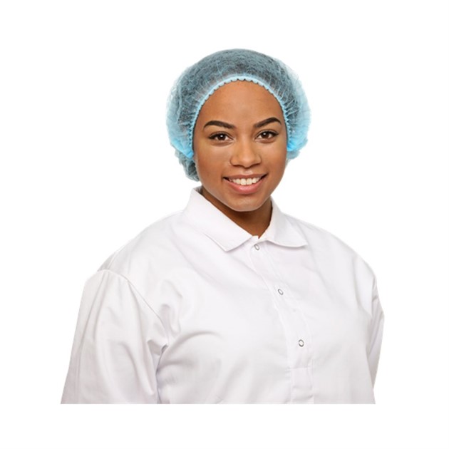 Hårnät/mössa veckad One size blå 100st/infp