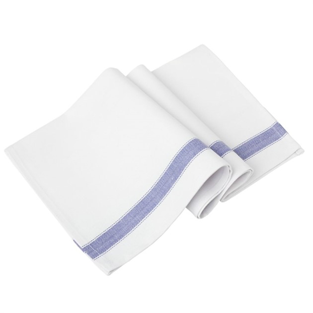 Kökshandduk bomull 50x70cm blå rand 6st/fp