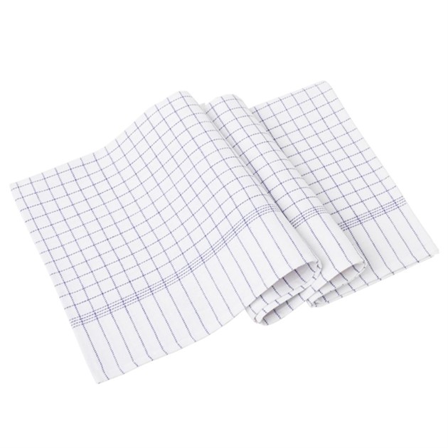 Kökshandduk bomull 50x70cm blå rutig 6st/fp
