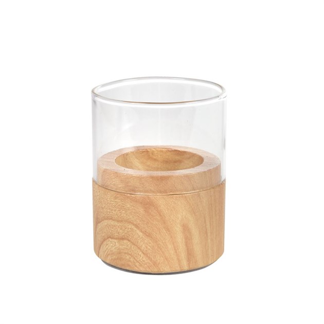 Ljushållare glas Neat höjd 7cm ljus trä
