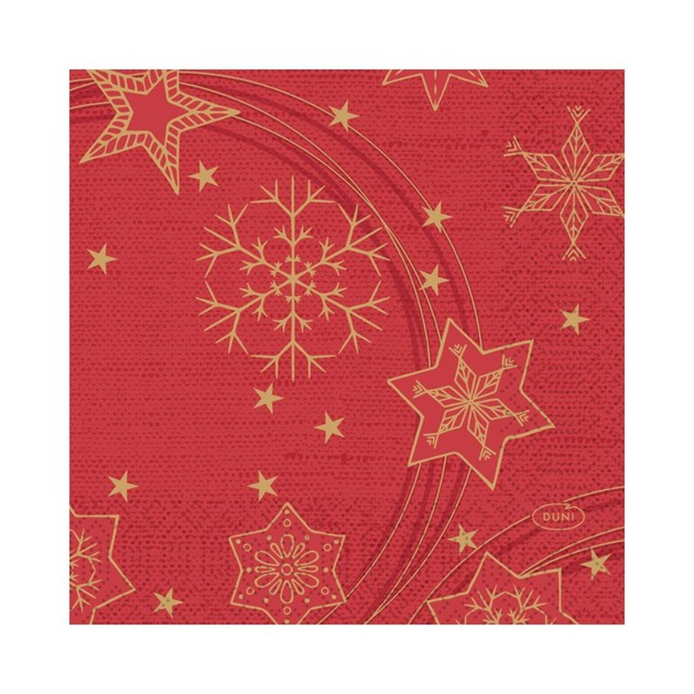 Julservett 3-lag 24x24cm Star Shine Duni röd 20x50st/fp