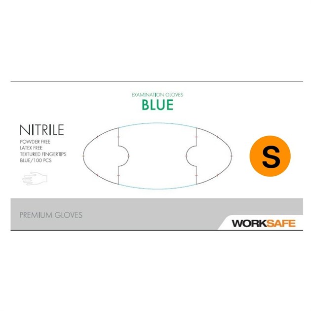 Nitrilhandske puderfri Worksafe S blå 100st/infp