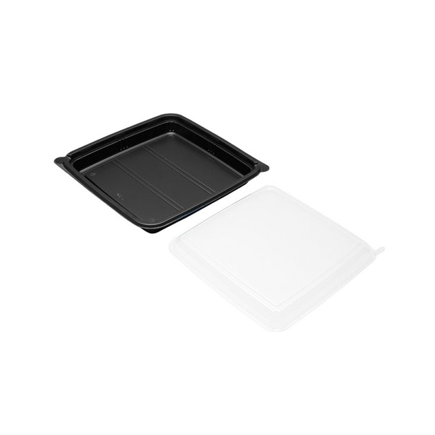 Sushiform svart med transp lock 25,5x25,5x4,5cm 200st/fp