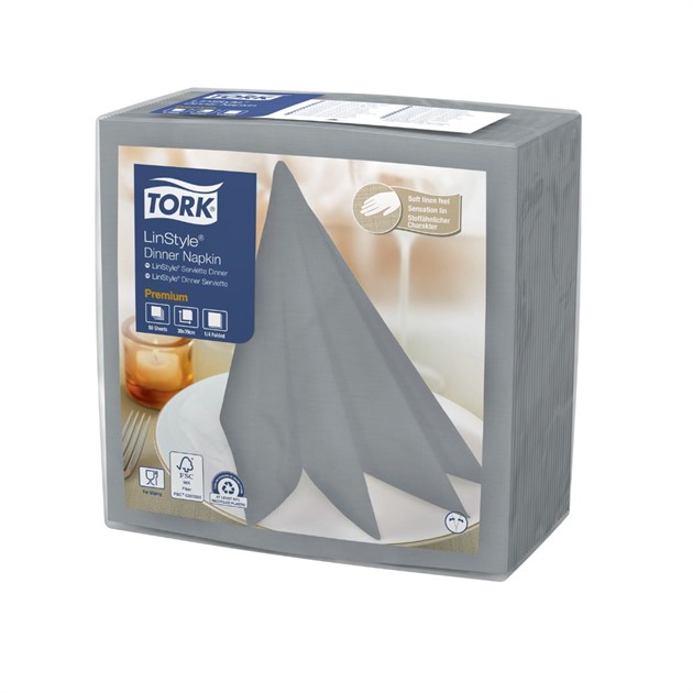 Servett LinStyle® 39cm grå Tork 700st/fp