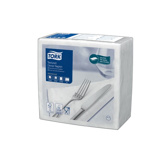 Servett 39cm Textured 2-lag Tork vit 1000st/fp
