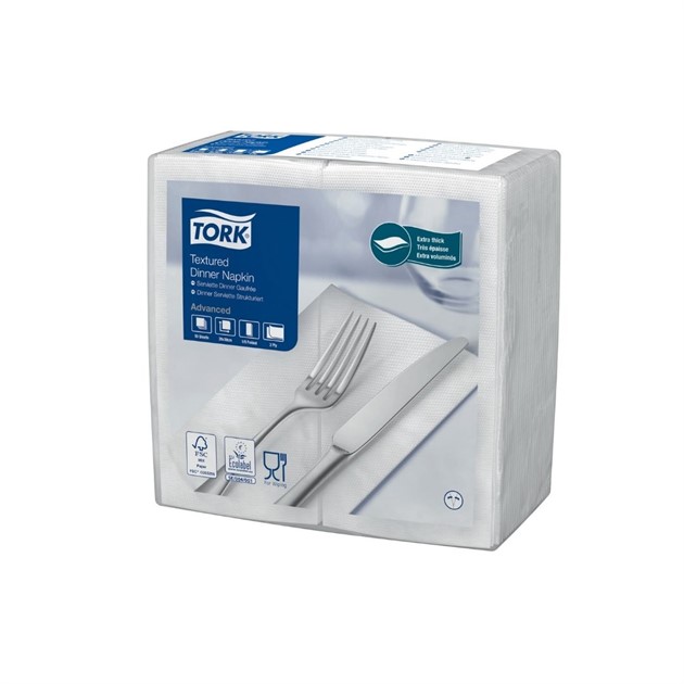 Servett 39cm Textured 2-lag 1/8-delsvikt Tork vit 1000st/fp
