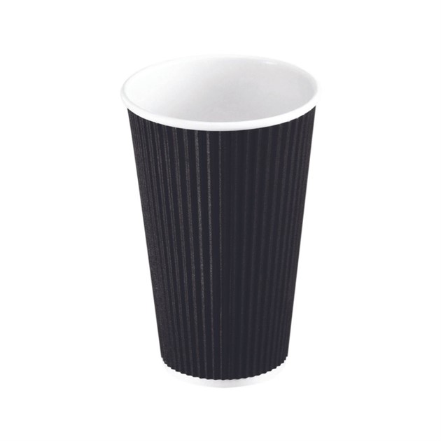 Kaffebägare papper 48cl Ripple Wall svart 600st/fp