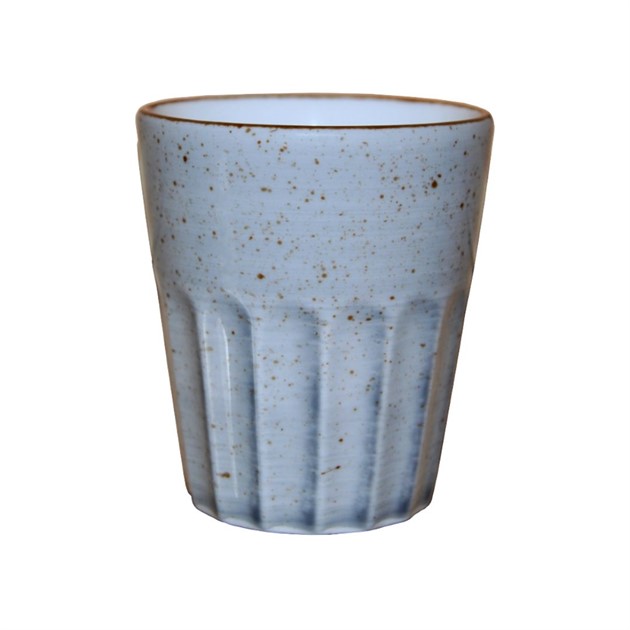 Mugg Hel utan öra räfflad 25cl grå