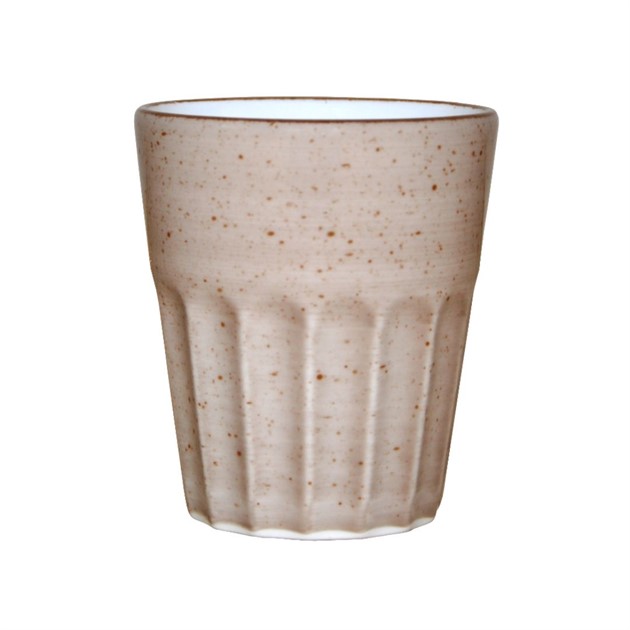 Mugg Hel utan öra räfflad 25cl beige