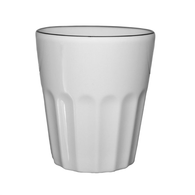 Mugg utan öra räfflad 25cl vit med svart rand