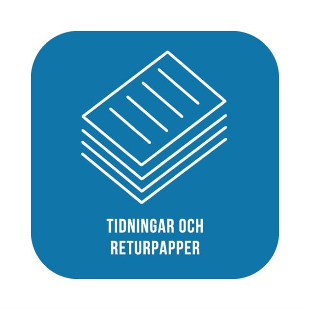 Dekal "Tidningar & papper" 21x21cm blå