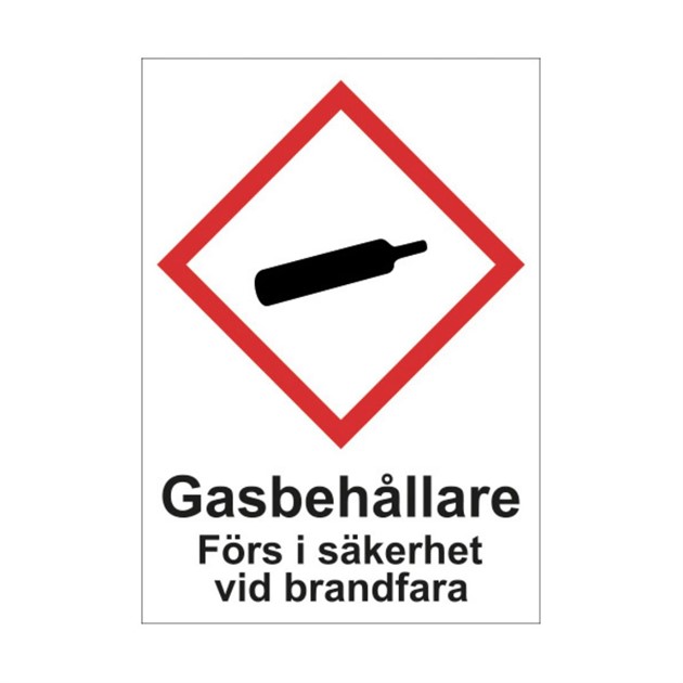 Skylt Gasbehållare A4 plast