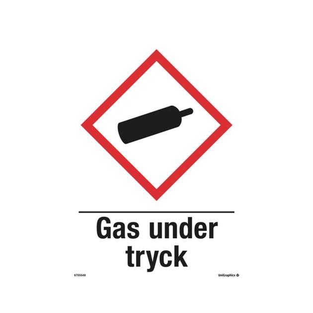 Skylt Gas under tryck A4 plast