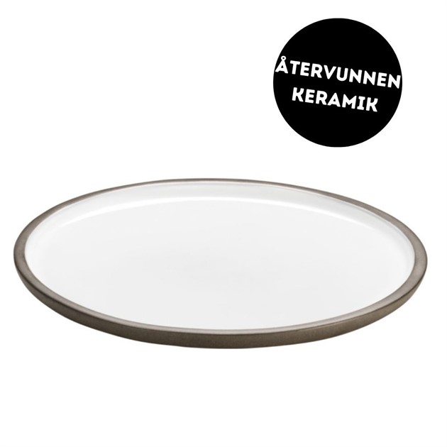 Tallrik ReNew flat 22cm vit/brun Playground