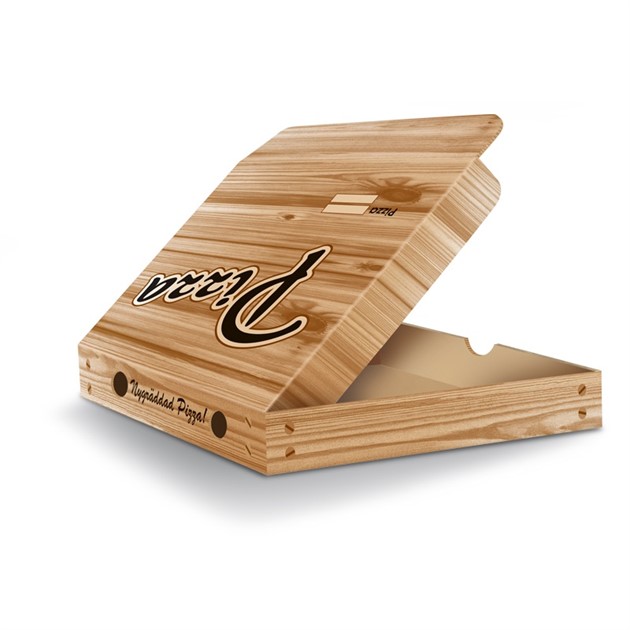 Pizzakartong well brun m tryck 50x50x4mm 50st/fp