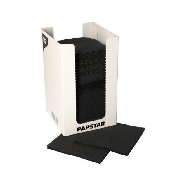 Servett i disp 20cm 1/4-delsvikt svart 2-lag 14x100st/fp