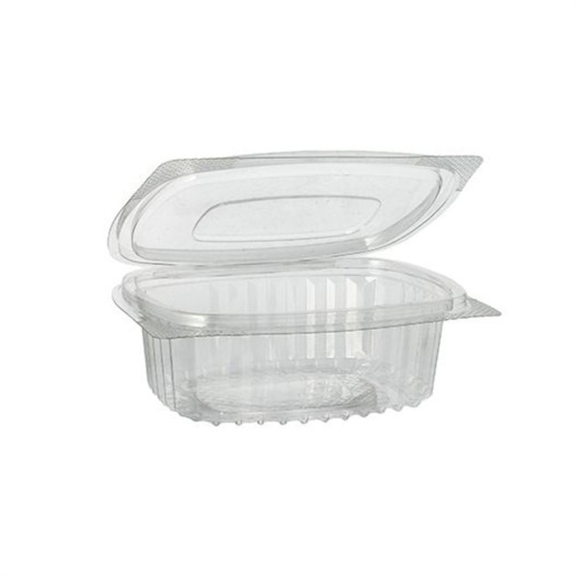 Salladsform oval vidhängande lock RPET 250ml klar 600st/fp