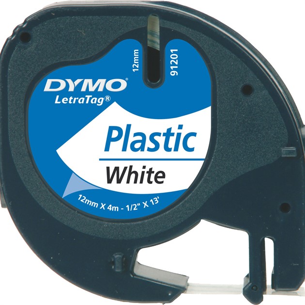 Dymo Letra Tag tape plast vit 12mm 4m (S0721660)