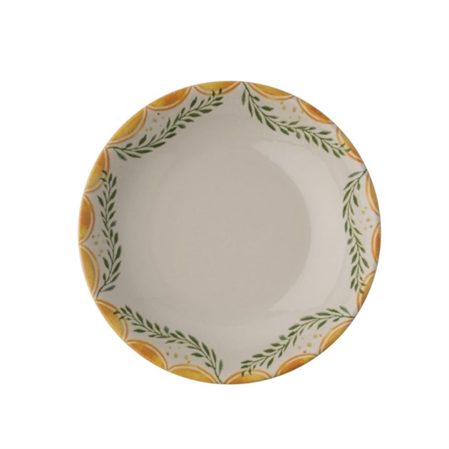 Tallrik djup Limoncello 20cm vit med mönster