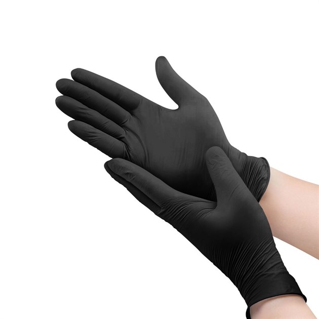 Nitrilhandske puderfri st S svart 100st/infp